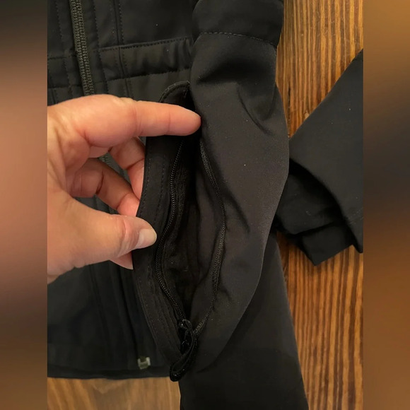 LULULEMON ATHLETICA Black Coat Fleece Lined Hood Cinch Waist Pockets Rain Proof - Picture 6 of 10